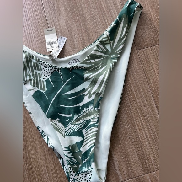Tropical Leaf Print Aerie High-Waisted Cheekier Bikini Swim Bottom Size XL - Picture 2 of 4